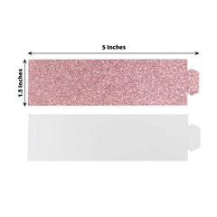 50-Pack Paper Napkin Rings Rose Gold Glitter - Stylish Disposable Napkin Holders 1.5"