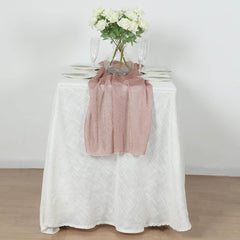 Glitter Gauze 27"x120" Table Runner Rose Gold - Sparkling Reusable Sheer Table Linen