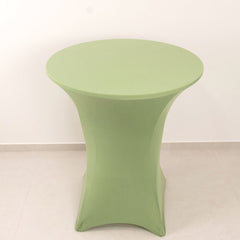 Spandex 36" Round Cocktail Table Cover Sage Green - Easy to Maintain Stretch Fitted Highboy Tablecloth