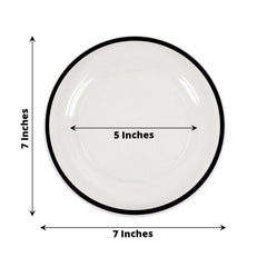 10-Pack Plastic 7" Round Appetizer Plates in Clear with Black Rim - Sleek Disposable Salad Plates for Banquets & Special Occasions