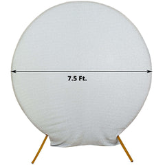 7.5ft Silver Metallic Shimmer Tinsel Spandex Round Wedding Arch Cover, 2-Sided Photo Backdrop