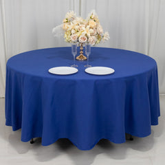 Cotton Blend 108" Round Tablecloth Royal Blue - Wrinkle-Resistant Design
