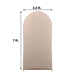 7ft Matte Nude Spandex Fitted Chiara Backdrop Stand Cover For Round Top Wedding Arch