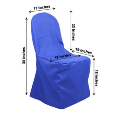 Polyester Slip On Banquet Chair Covers Royal Blue - Stain-Resistant Reusable Durable Fabric