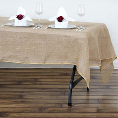 Burlap Jute 60"x102" Rectangle Tablecloth Natural - Rustic Boho Chic Table Linen