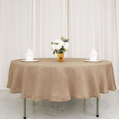 Faux Burlap Jute 90" Round Tablecloth Natural - Rustic Event Table Linen
