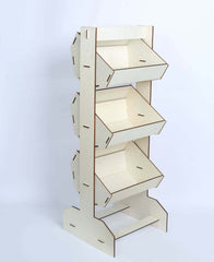 3-Tier Wooden Display Rack Basket Floor Standing Design Natural - Rustic Tabletop Cupcake Dessert Shelf Holder 33"