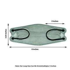 10 Pack Sage Green Breathable KF94 Face Mask, 3D Fish-Design Mouth Shields for Adult, 4-Layer Protective Face Masks with Adjustable Nose Clip