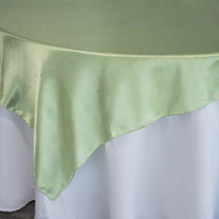 Satin 60"x60" Table Overlay Square Tablecloth Sage Green - Smooth Silky Touch Table Cover