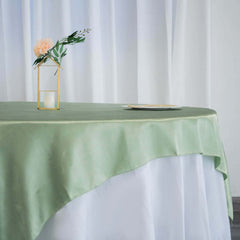 Satin 72"x72" Table Overlay Square Tablecloth Sage Green - Smooth Finish Table Cover