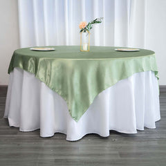 Satin 72"x72" Table Overlay Square Tablecloth Sage Green - Smooth Finish Table Cover