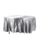 Satin 108" Round Tablecloth Silver - Smooth and Lustrous Table Cover