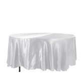Satin 108" Round Tablecloth White - Smooth and Lustrous Table Cover for Weddings & Events