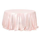 Satin 132" Round Tablecloth Blush - Stylish Seamless Table Cover