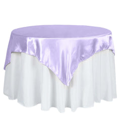 Satin 60"x60" Table Overlay Square Tablecloth Lavender Lilac - Smooth Silky Touch Table Cover