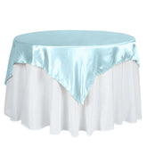 Satin 60"x60" Table Overlay Square Tablecloth Light Blue - Smooth Silky Touch Table Cover