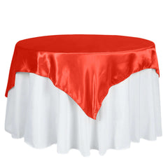Satin 60"x60" Table Overlay Square Tablecloth Red - Smooth Silky Touch Table Cover