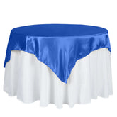 Satin 60"x60" Table Overlay Square Tablecloth Royal Blue - Smooth Silky Touch Table Cover