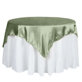 Satin 60"x60" Table Overlay Square Tablecloth Sage Green - Smooth Silky Touch Table Cover
