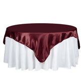 Satin 72"x72" Table Overlay Square Tablecloth Burgundy - Smooth Finish Table Cover