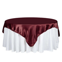 Satin 72"x72" Table Overlay Square Tablecloth Burgundy - Smooth Finish Table Cover