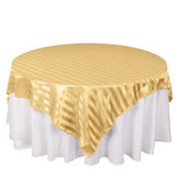 Satin 72"x72" Table Overlay Square Tablecloth Champagne - Stripe Table Topper