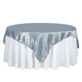 Satin 72"x72" Table Overlay Square Tablecloth Dusty Blue - Smooth Finish Table Cover