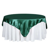 Satin 72"x72" Table Overlay Square Tablecloth Hunter Emerald Green - Smooth Finish Table Cover