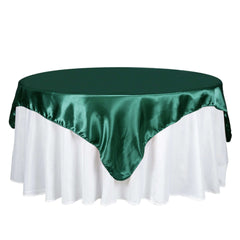 Satin 72"x72" Table Overlay Square Tablecloth Hunter Emerald Green - Smooth Finish Table Cover