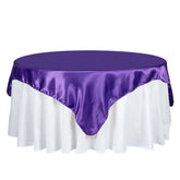 Satin 72"x72" Table Overlay Square Tablecloth Purple - Smooth Finish Table Cover