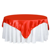 Satin 72"x72" Table Overlay Square Tablecloth Red - Smooth Finish Table Cover