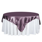 Satin 72"x72" Table Overlay Square Tablecloth Violet Amethyst - Smooth Finish Table Cover