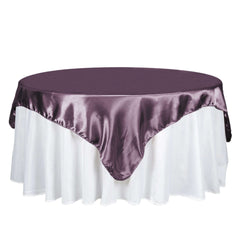 Satin 72"x72" Table Overlay Square Tablecloth Violet Amethyst - Smooth Finish Table Cover