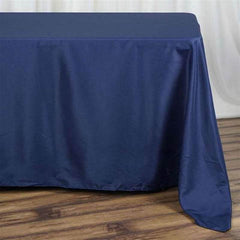 Polyester 90"x132" Rectangle Tablecloth Navy Blue - Seamless Wrinkle-Resistant Table Cover