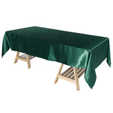 Satin Rectangular 60"x102" Tablecloth Hunter Emerald Green - Smooth and Lustrous Table Cover