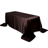 Satin Rectangular 90"x132" Tablecloth Chocolate - Seamless Table Cover