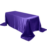 Satin Rectangular 90"x132" Tablecloth Purple - Seamless Table Cover