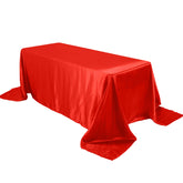 Satin Rectangular 90"x132" Tablecloth Red - Seamless Table Cover