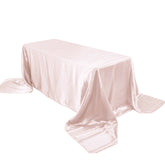 Satin Rectangular 90"x156" Tablecloth Blush - Seamless Table Cover