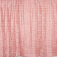 8ftx8ft Dusty Rose Satin Rosette Event Curtain Drapes, Backdrop Event Panel