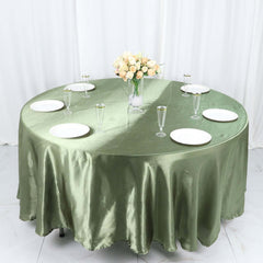 Satin 108" Round Tablecloth Dusty Sage Green - Smooth and Lustrous Table Cover