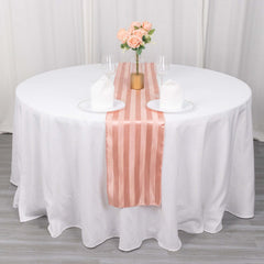 Satin 12"x108" Table Runner Dusty Rose - Stripe Table Decor