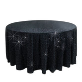 Scuba Round Tablecloth 120″ Black with Rhinestone Accents – Seamless, Wrinkle-Free, Stain-Resistant Event Linen