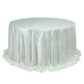 Scuba Round Tablecloth 132″ Pearl White with Rhinestone Accents – Seamless, Wrinkle-Free, Stain-Resistant Event Linen