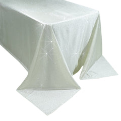 Scuba Rectangular Tablecloth 90"×156" Pearl White with Rhinestone Accents – Seamless, Wrinkle-Free, Stain-Resistant Event Linen