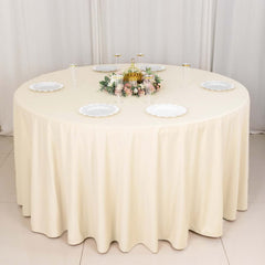 Scuba Round 120" Tablecloth Beige - Wrinkle Free & Stain Resistant Seamless Table Cover
