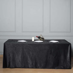 Premium Velvet 90"x156" Rectangle Tablecloth Black - Reusable Soft & Stylish Seamless Table Cover for Sophisticated Weddings & Events
