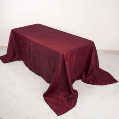 Taffeta 90"x132" Rectangle Tablecloth Burgundy - Seamless Accordion Crinkle Table Cover
