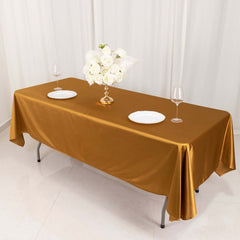 Scuba Rectangular 60"x102" Tablecloth Shimmering Gold - Wrinkle Free, Stain Resistant & Seamless Table Cover for Weddings and Parties