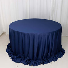 Scuba Round 132" Tablecloth Navy Blue - Wrinkle Free & Stain Resistant Seamless Table Cover